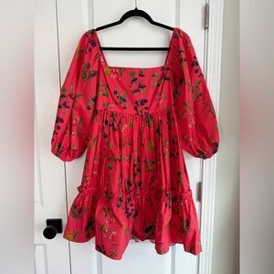 Cara Cara Sip Sip Mini Dress Botanical Allover Coral Size Medium